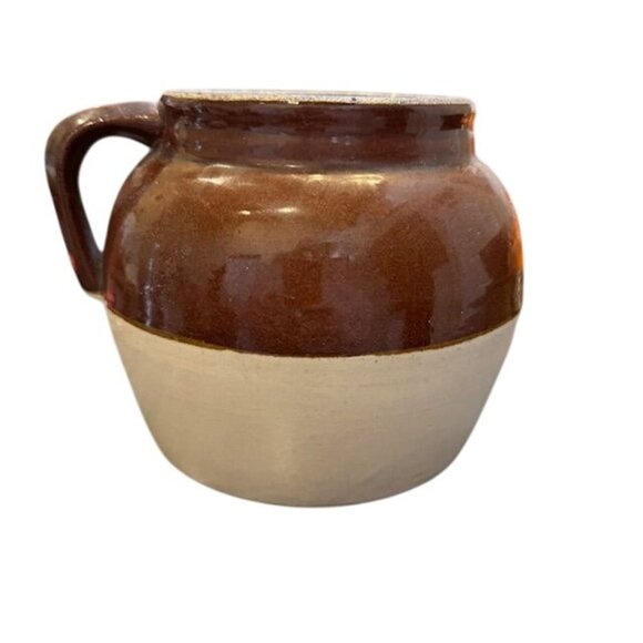 Vintage 2 Quart Stoneware Crock Jar With Handle - Picture 1 of 7